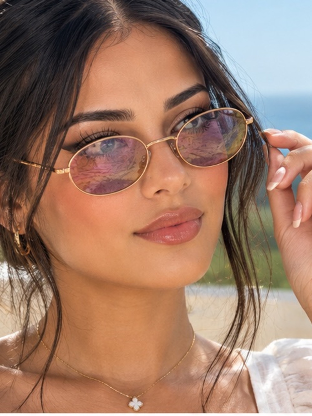 Aeropostale Gold Sunglasses with Pink Lenses